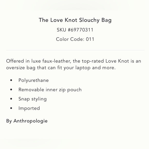 NWT new Anthropologie the love knit slouchy bag faux leather cream white + pouch - Picture 4 of 14